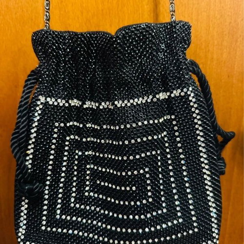 Sceilan Vintage Black Evening Crossbody Bag with Strass new