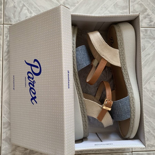 Parex flatform sandals size 40 like new, beige and blue