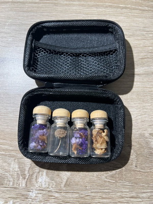 Decorative jars new with dried flowers and case
