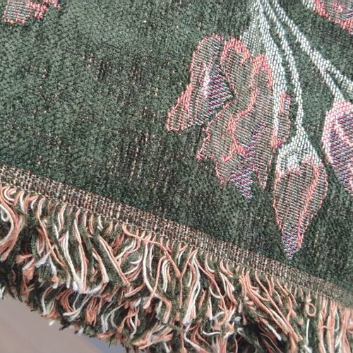 Chenille throw green floral
