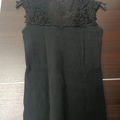 Black blouse with lace and transparency used, size S