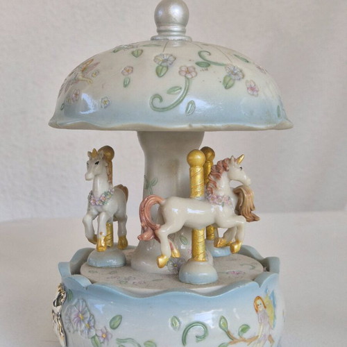 Vintage music carousel with unicorns like new