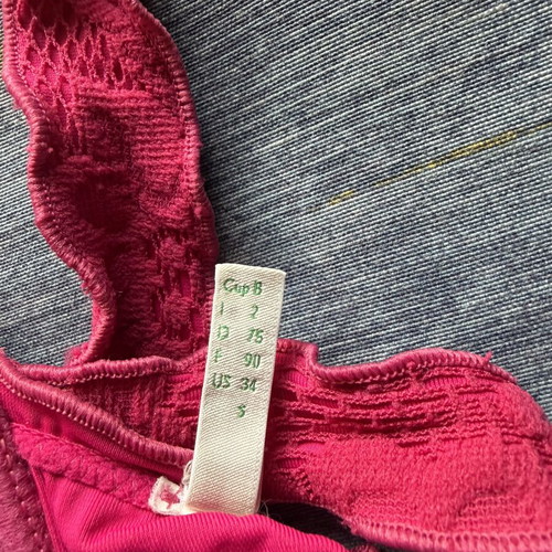 Benetton strapless bikini top used, pink, size 75B