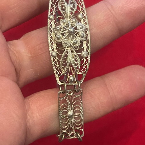 925 filigree bracelet vintage, 18.3 cm