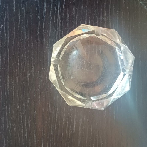 Vintage heavy crystal ashtray mid-century modern