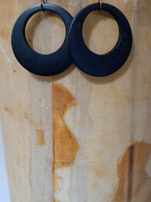 Wooden hanging earrings like new, 3 pairs, black and multicolored