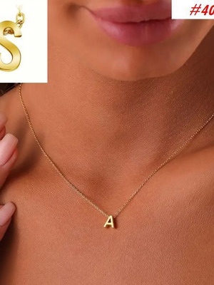Necklace with letter S gold color, stainless steel new