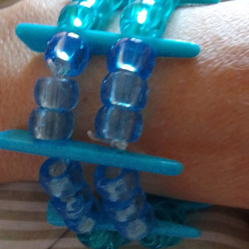 Handmade double bracelet with beads and bone designs elastic new