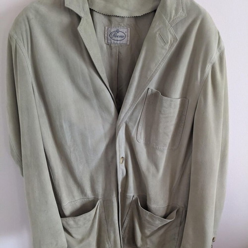 Rococo vintage men's leather jacket used, beige, size 50