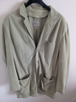 Rococo vintage men's leather jacket used, beige, size 50