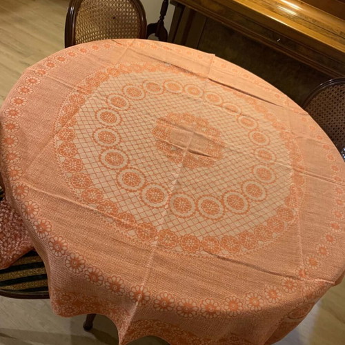 Linen tablecloth 1.40 x 1.45 m, terracotta color