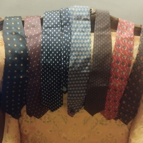 Silk ties set of 7 branded vintage Valentino, S•T•Dupont, made in Italy, used