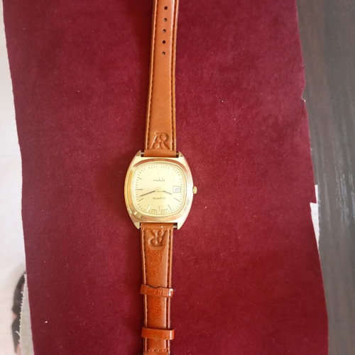 Vintage Ruhla Quartz Watch from GDR like new with gold frame