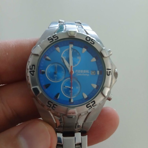 Fossil Blue ch-2383 men's wristwatch used, small scratch