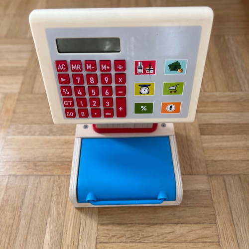 Wooden cash register toy used