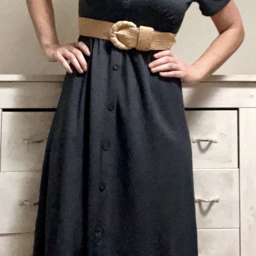 Pull & Bear midi anthracite dress with buttons and V neckline