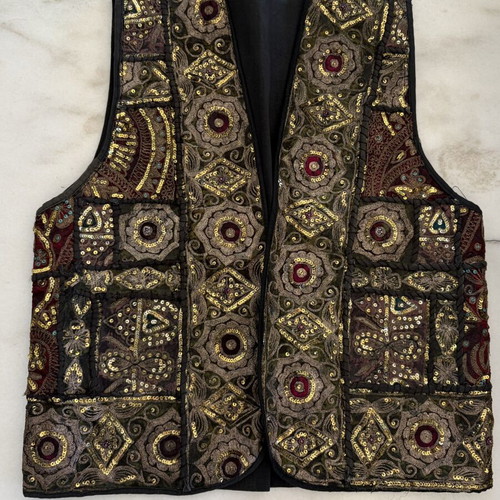 Vintage Indian Patchwork κεντημένο γιλέκο με παγιέτες boho φεστιβάλ σαν καινούργιο