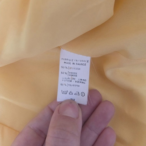 Vintage French-Made Collarless Double-Breasted Blazer Jacket like new, yellow