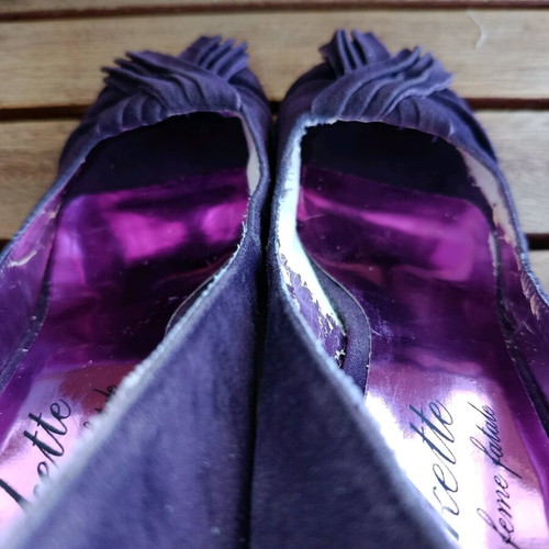 Vintage purple peep-toe heels used, size 39, Kokette