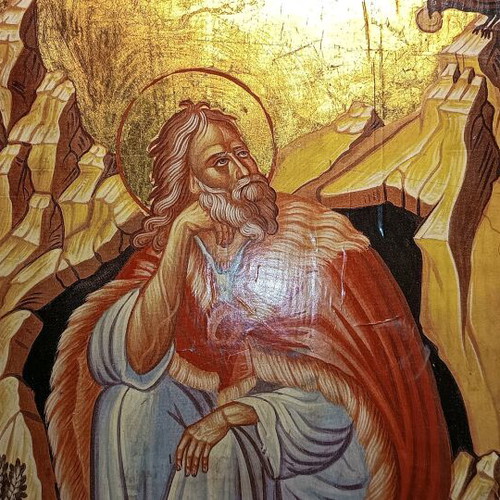 Prophet Elias icon used, on solid wood 50x39