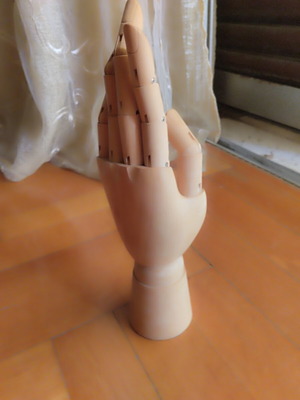 Wooden hand model used