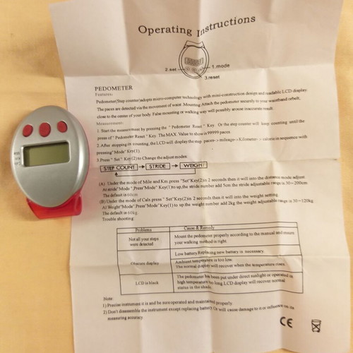 Pedometer-step counter unused with instruction leaflet