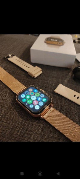 Smartwatch καινούργιο με 2 λουράκια χρυσό-μπεζ. Κλήσεις, μηνύματα ειδοποιήσεις και άλλες λειτουργίες