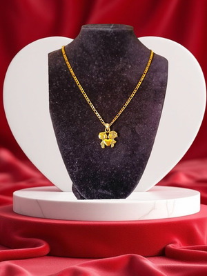 Handmade stainless gold necklace Saint Valentine with loving couple and heart, new