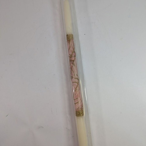 Easter candle 42cm like new, gold and pink