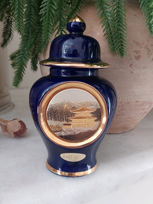 Chokin Art porcelain vase Japan 16 cm with 24K gold and silver new