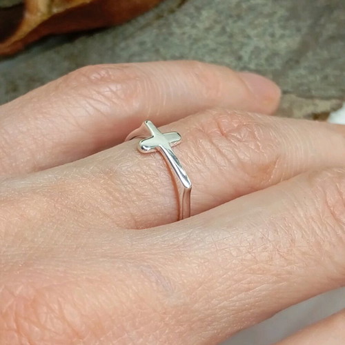 Silver ring with cross new 925 sterling silver adjustable