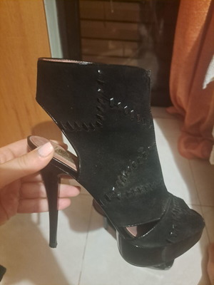 Luxury Rebel Suede Black Heeled Sandals like new, size 38