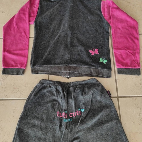 Tutti cuti girls' tracksuit size 12 like new, gray and pink