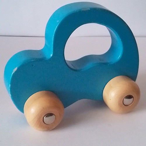 Blue wooden baby car used