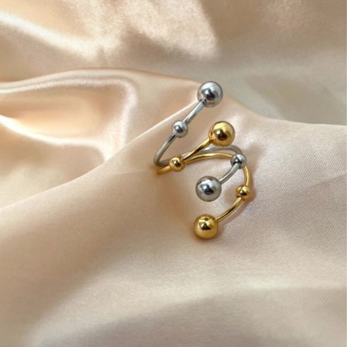 Stainless steel ring new gold and silver with beads