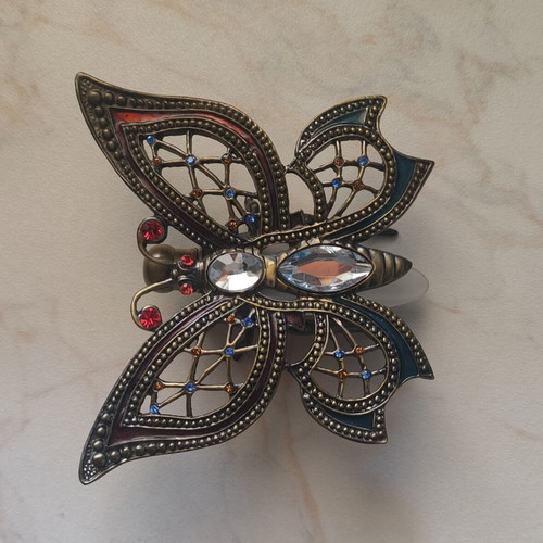 Vintage French Butterfly Perfume Bottle brooch pendant used