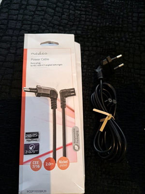NEDIS PCGP11055BK20 angled power cable 2m new, black
