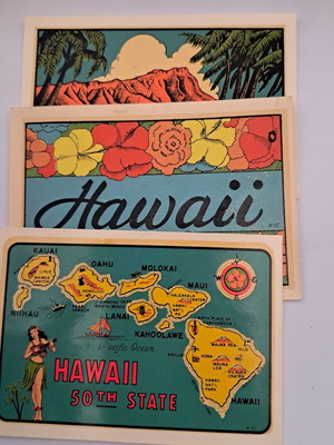 Χαλκομανίες Hawaii σαν καινούργιες, 3 σπάνιες συλλεκτικές δεκαετίας 50ς-60ς