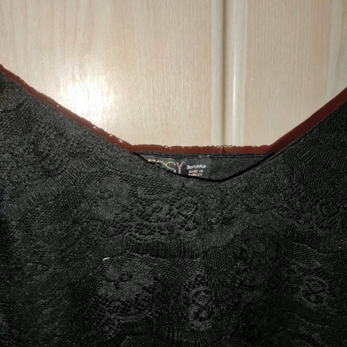 Blouse short with fringes black, size S
