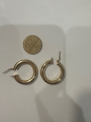 Silver gold-plated hoop earrings like new, 3cm diameter