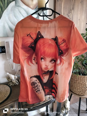 T-shirt with print XL orange new