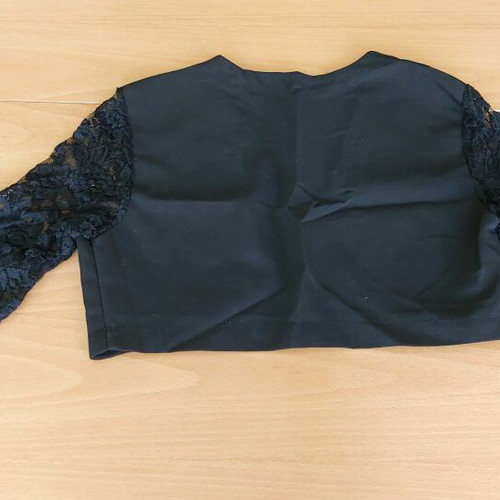 Morelle women's short jacket new, black with lace sleeves