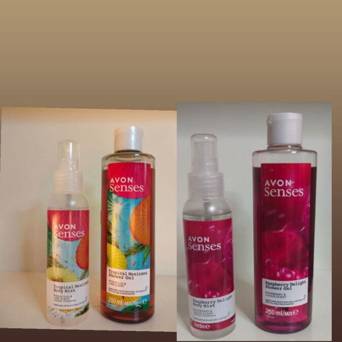 Avon Senses bath products new, 2 shower gels 250ml and 2 body mists 100ml