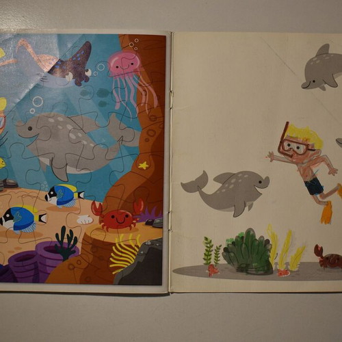 Amazing suitcase with book and puzzle used, A Day at the Sea