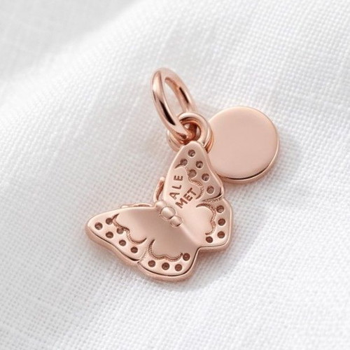 Pandora double charm butterfly with pink enamel and zircons, new