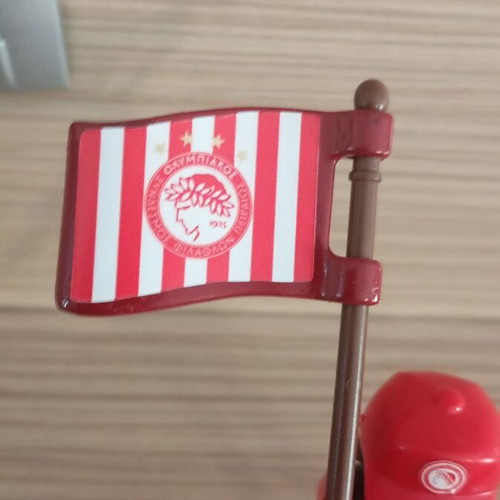 Playmobil Olympiacos Fan Figure like new with team flag