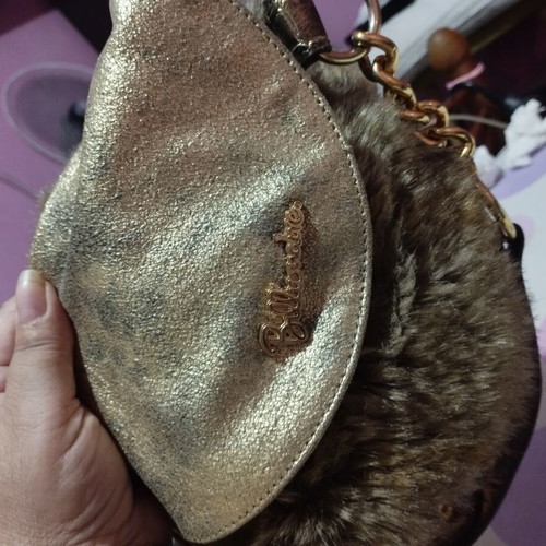 Billionaire Faux Fur Shoulder and Handbag like new with Gold Chain