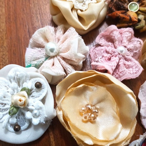 Handmade fabric flowers new, pack of 12 pieces