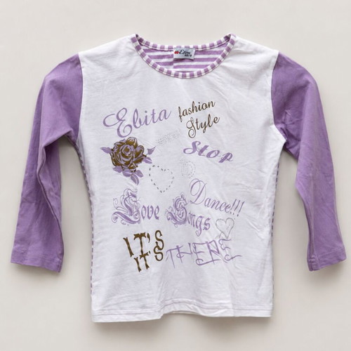 Ebita Girls' Long Sleeve Top used, white with lilac details size 110 cm