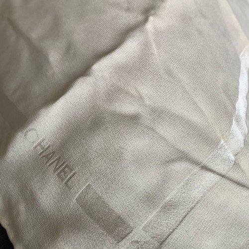 Chanel Vintage Silk Jacquard Scarf 40x40 Beige like new